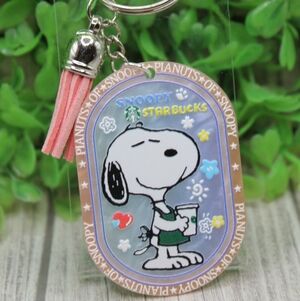 Snoopy Starbucks Keychain with Pink Tassel